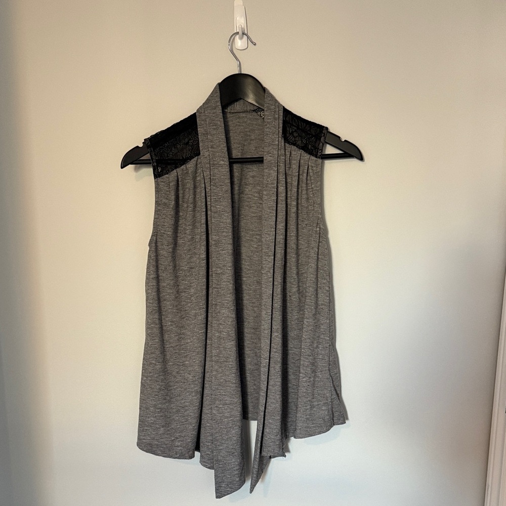 Forever 21 Gray vest with Black Lace Accents